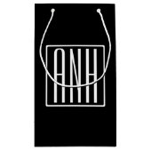 Fett Modern 3 Initialen Monogramm | Schwarz weiß Kleine Geschenktüte (Rückseite)