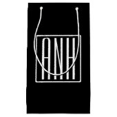 Fett Modern 3 Initialen Monogramm | Schwarz weiß Kleine Geschenktüte (Vorderseite)