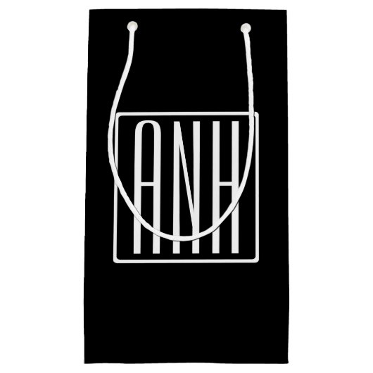 Fett Modern 3 Initialen Monogramm | Schwarz weiß Kleine Geschenktüte (Vorderseite)