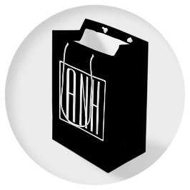 Fett Modern 3 Initialen Monogramm | Schwarz weiß Mittlere Geschenktüte