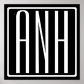 Fett Modern 3 Initialen Monogramm | Schwarz weiß Poster (Vorne)