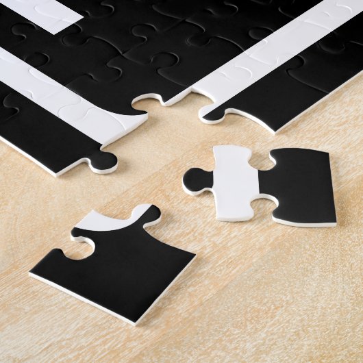 Fett Modern 3 Initialen Monogramm | Schwarz weiß Puzzle (Seite)