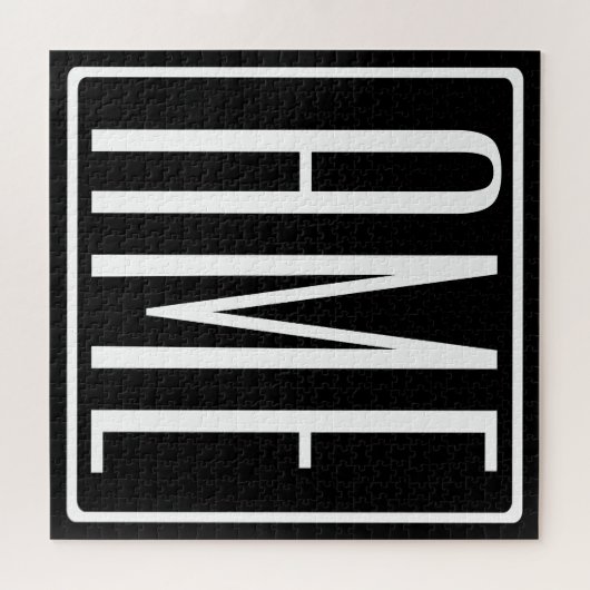 Fett Modern 3 Initialen Monogramm | Schwarz weiß Puzzle (Horizontal)
