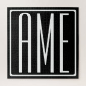 Fett Modern 3 Initialen Monogramm | Schwarz weiß Puzzle (Vertikal)