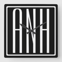 Fett Modern 3 Initialen Monogramm | Schwarz weiß