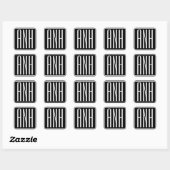 Fett Modern 3 Initialen Monogramm | Schwarz weiß Quadratischer Aufkleber (Blatt)