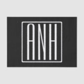 Fett Modern 3 Initialen Monogramm | Schwarz weiß Seidenpapier (Vorderseite)