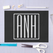Fett Modern 3 Initialen Monogramm | Schwarz weiß Seidenpapier (Handwerk)