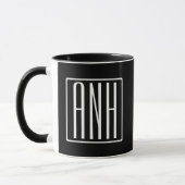 Fett Modern 3 Initialen Monogramm | Schwarz weiß Tasse (Links)