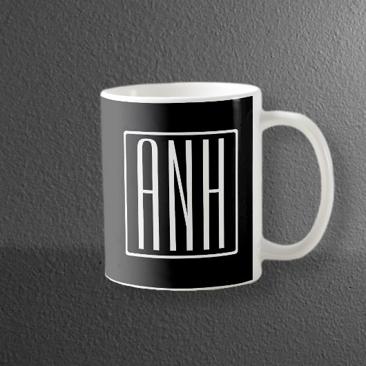 Fett Modern 3 Initialen Monogramm | Schwarz weiß Tasse
