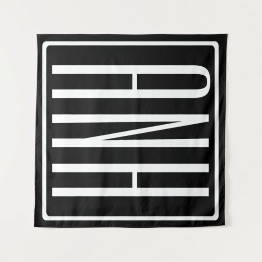 Fett Modern 3 Initialen Monogramm | Schwarz weiß Wandteppich (Vorderseite (Horizontal))