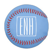 Fett Modern 3 Initialen Monogramm | Soft Blue Baseball (Vorderseite Links)