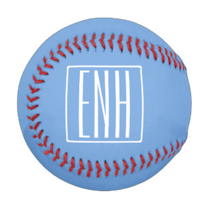 Fett Modern 3 Initialen Monogramm Soft Blue Baseball