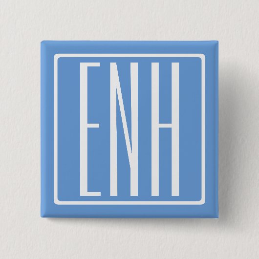 Fett Modern 3 Initialen Monogramm | Soft Blue Button (Vorderseite)