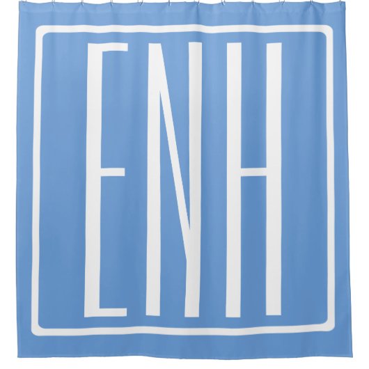 Fett Modern 3 Initialen Monogramm | Soft Blue Duschvorhang (Vorderseite)