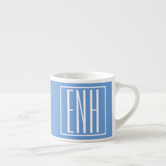 Fett Modern 3 Initialen Monogramm | Soft Blue Espressotasse (Rechts)