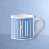 Fett Modern 3 Initialen Monogramm | Soft Blue Espressotasse