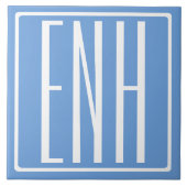 Fett Modern 3 Initialen Monogramm | Soft Blue Fliese (Vorderseite)