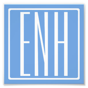 Fett Modern 3 Initialen Monogramm Soft Blue Fotodruck