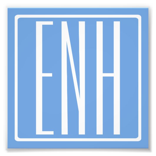 Fett Modern 3 Initialen Monogramm | Soft Blue Fotodruck (Vorne)