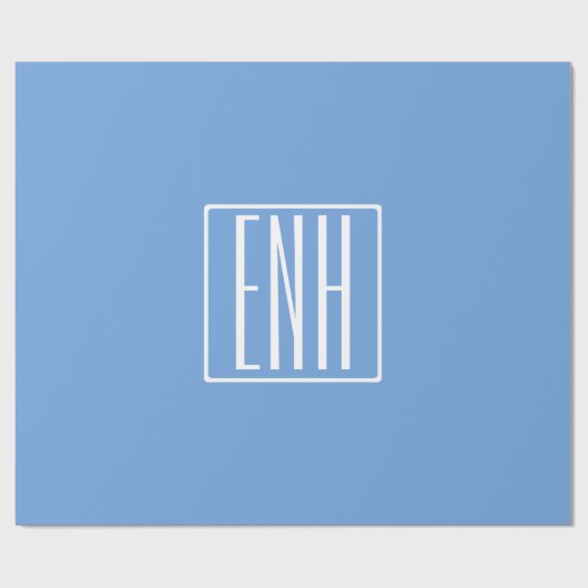 Fett Modern 3 Initialen Monogramm | Soft Blue Geschenkpapier (Flach)