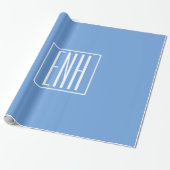 Fett Modern 3 Initialen Monogramm | Soft Blue Geschenkpapier (Ungerollt)