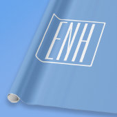 Fett Modern 3 Initialen Monogramm | Soft Blue Geschenkpapier