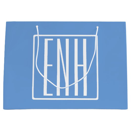 Fett Modern 3 Initialen Monogramm | Soft Blue Große Geschenktüte (Vorderseite)