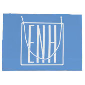 Fett Modern 3 Initialen Monogramm | Soft Blue Große Geschenktüte (Rückseite)
