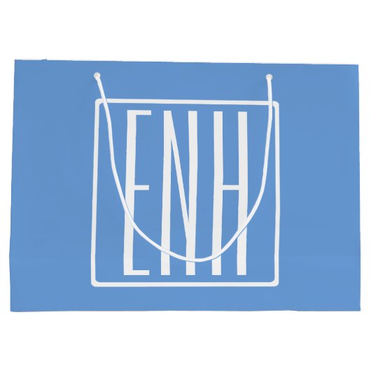 Fett Modern 3 Initialen Monogramm | Soft Blue Große Geschenktüte (Rückseite)
