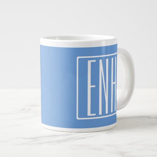 Fett Modern 3 Initialen Monogramm | Soft Blue Jumbo-Tasse (Vorderseite Rechts)