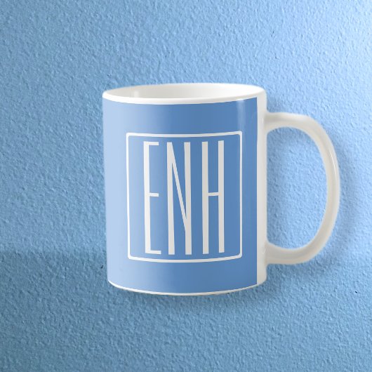 Fett Modern 3 Initialen Monogramm | Soft Blue Kaffeetasse