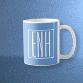 Fett Modern 3 Initialen Monogramm | Soft Blue Kaffeetasse