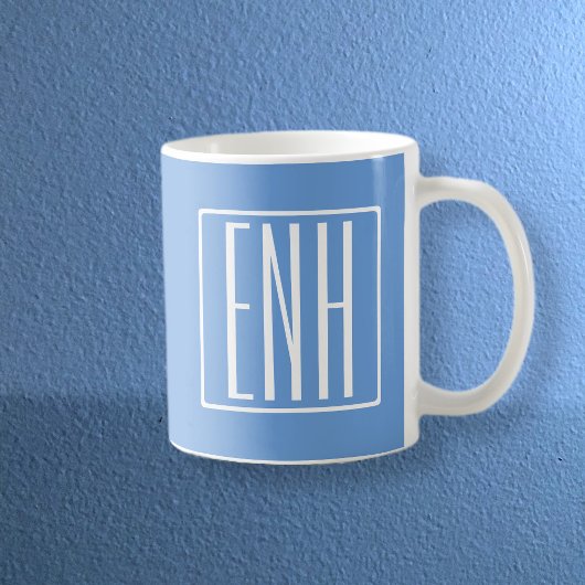 Fett Modern 3 Initialen Monogramm | Soft Blue Kaffeetasse