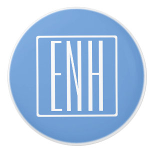Fett Modern 3 Initialen Monogramm Soft Blue Keramikknauf