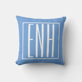 Fett Modern 3 Initialen Monogramm | Soft Blue Kissen