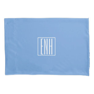 Fett Modern 3 Initialen Monogramm Soft Blue Kissenbezug