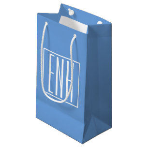 Fett Modern 3 Initialen Monogramm Soft Blue Kleine Geschenktüte