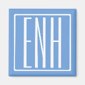 Fett Modern 3 Initialen Monogramm | Soft Blue Magnet (Vorne)