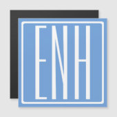 Fett Modern 3 Initialen Monogramm | Soft Blue Magneteinladung (Vorne/Hinten)