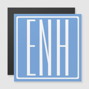 Fett Modern 3 Initialen Monogramm Soft Blue Magneteinladung