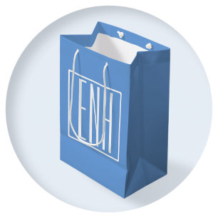 Fett Modern 3 Initialen Monogramm Soft Blue Mittlere Geschenktüte