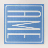 Fett Modern 3 Initialen Monogramm | Soft Blue Puzzle (Horizontal)