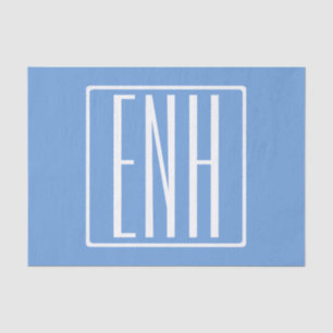 Fett Modern 3 Initialen Monogramm Soft Blue Seidenpapier