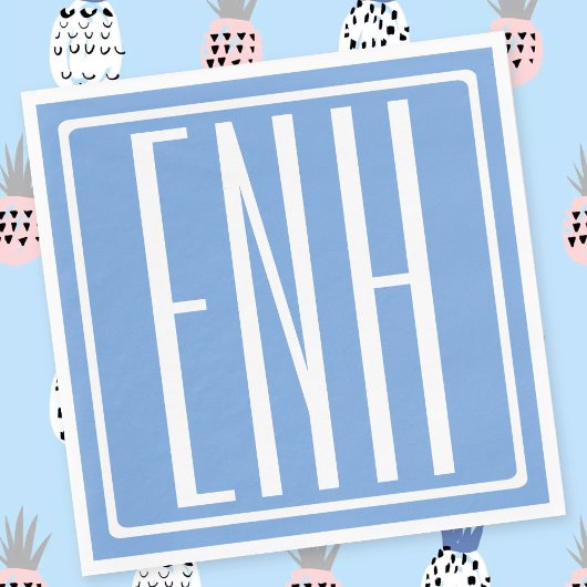 Fett Modern 3 Initialen Monogramm | Soft Blue Serviette