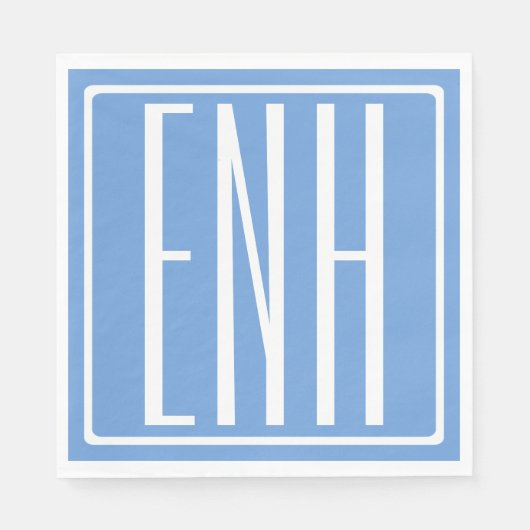 Fett Modern 3 Initialen Monogramm | Soft Blue Serviette (Vorderseite)