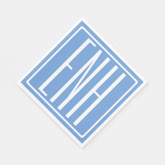 Fett Modern 3 Initialen Monogramm | Soft Blue Serviette (Ecke)