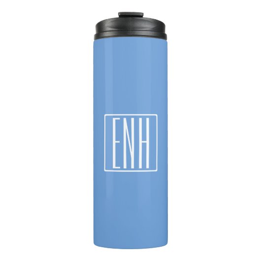 Fett Modern 3 Initialen Monogramm | Soft Blue Thermosbecher (Vorderseite)