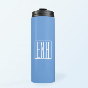 Fett Modern 3 Initialen Monogramm Soft Blue Thermosbecher