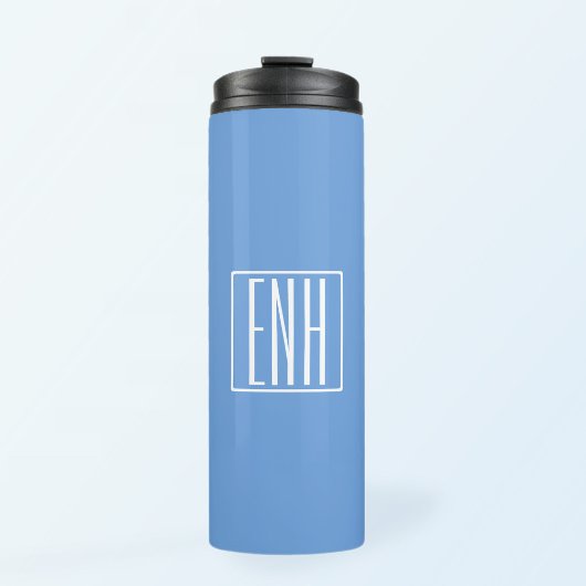 Fett Modern 3 Initialen Monogramm | Soft Blue Thermosbecher
